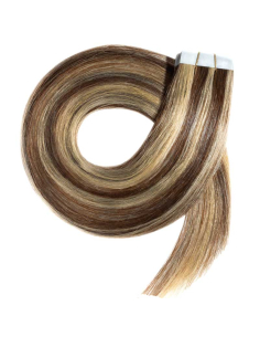 Extension biadesive capelli lisci 63 cm - castano con mèches bionde