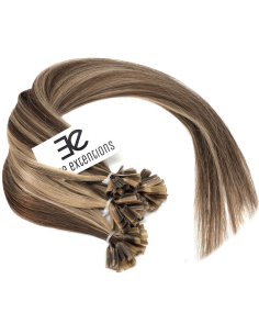 Extension cheratina capelli lisci 63 cm - castano con mèches bionde