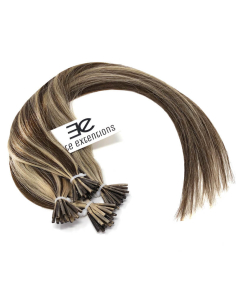 Extension a freddo capelli lisci 63 cm - castano con mèches bionde