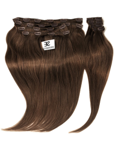 Extension clip volume LUXE 180 g capelli lisci veri 53 cm - castano